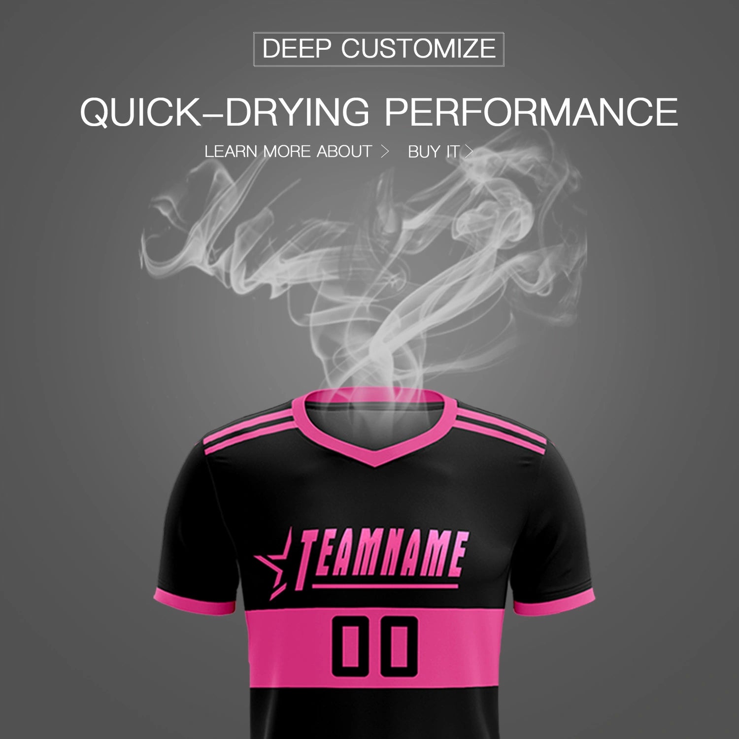 Custom Black Pink Breathable Soccer Sets Jersey