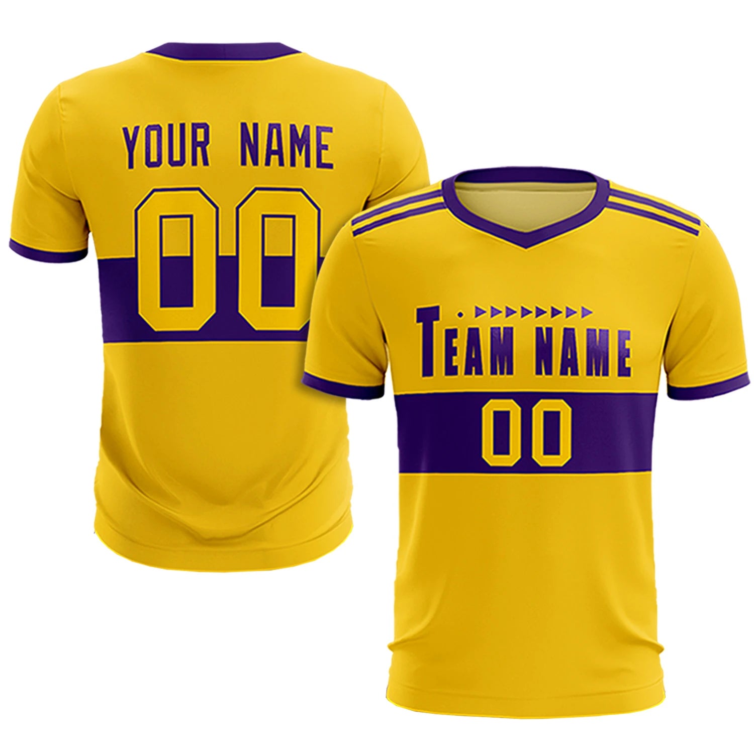 Custom Gold 01-Purple Breathable Soccer Sets Jersey