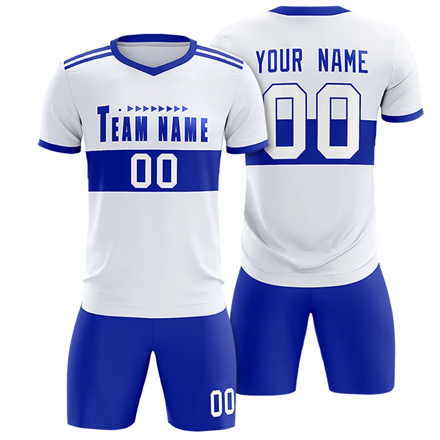 Custom White-Royal Blue Breathable Soccer Sets Jersey