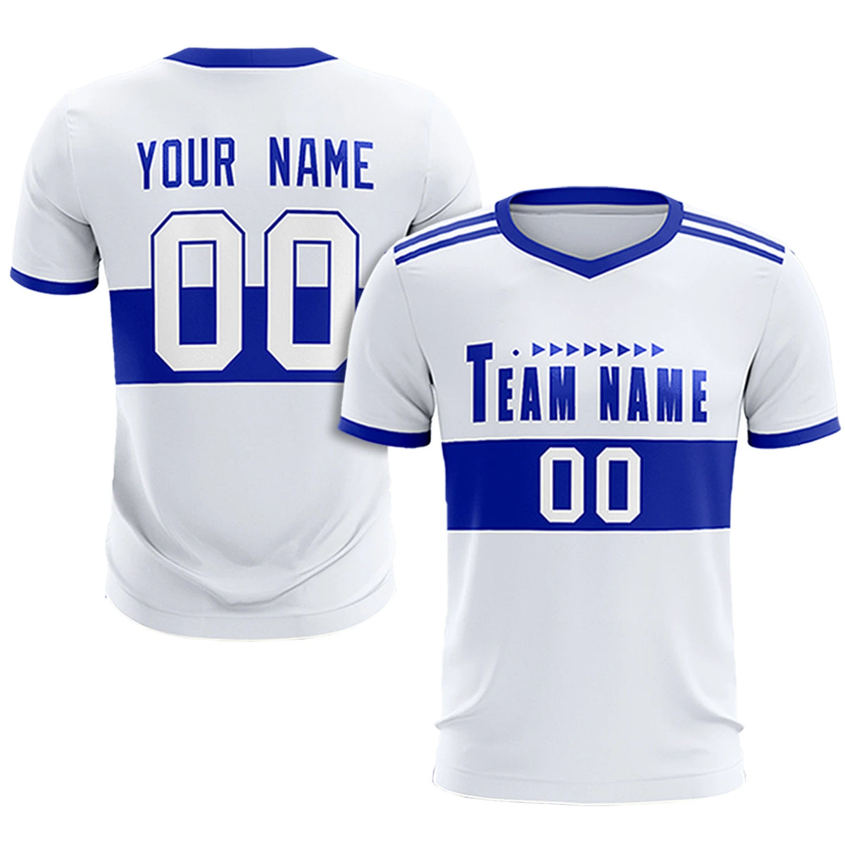 Custom White-Royal Blue Breathable Soccer Sets Jersey