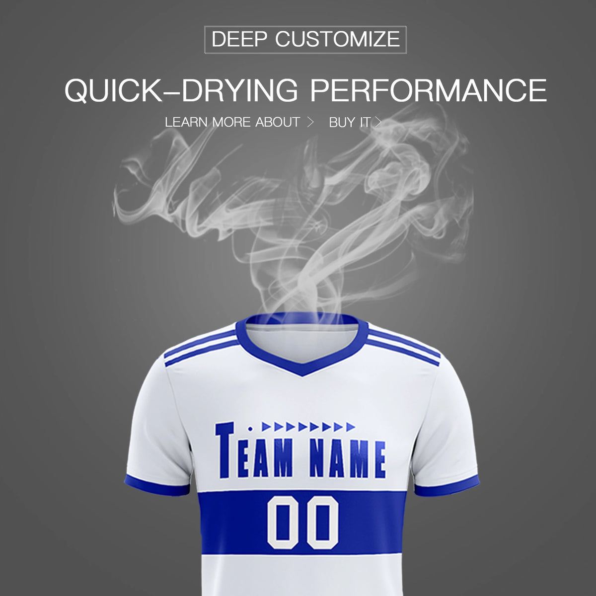 Custom White-Royal Blue Breathable Soccer Sets Jersey