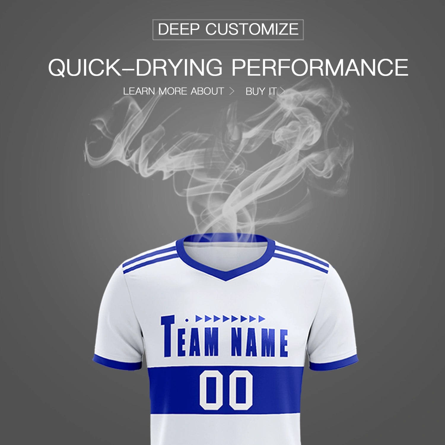 Custom White-Royal Blue Breathable Soccer Sets Jersey