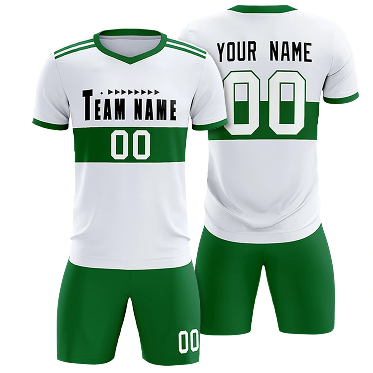Custom White-Kelly Green Breathable Soccer Sets Jersey