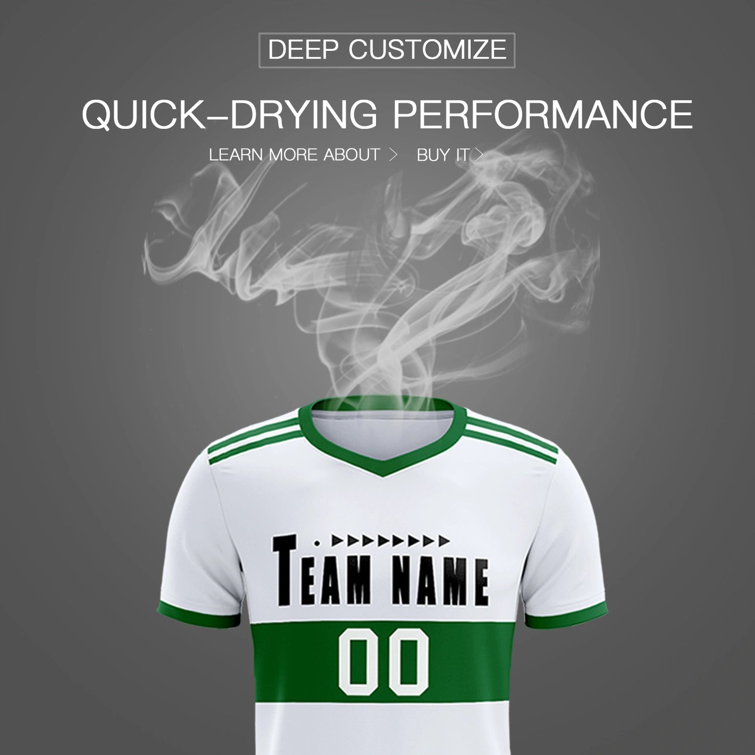 Custom White-Kelly Green Breathable Soccer Sets Jersey