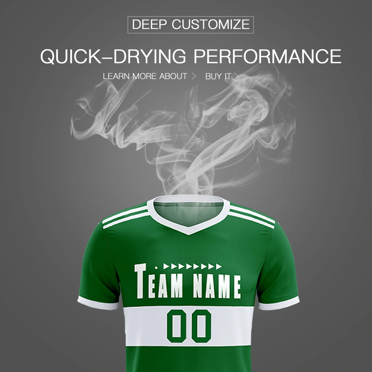 Custom Kelly Green-White Breathable Soccer Sets Jersey