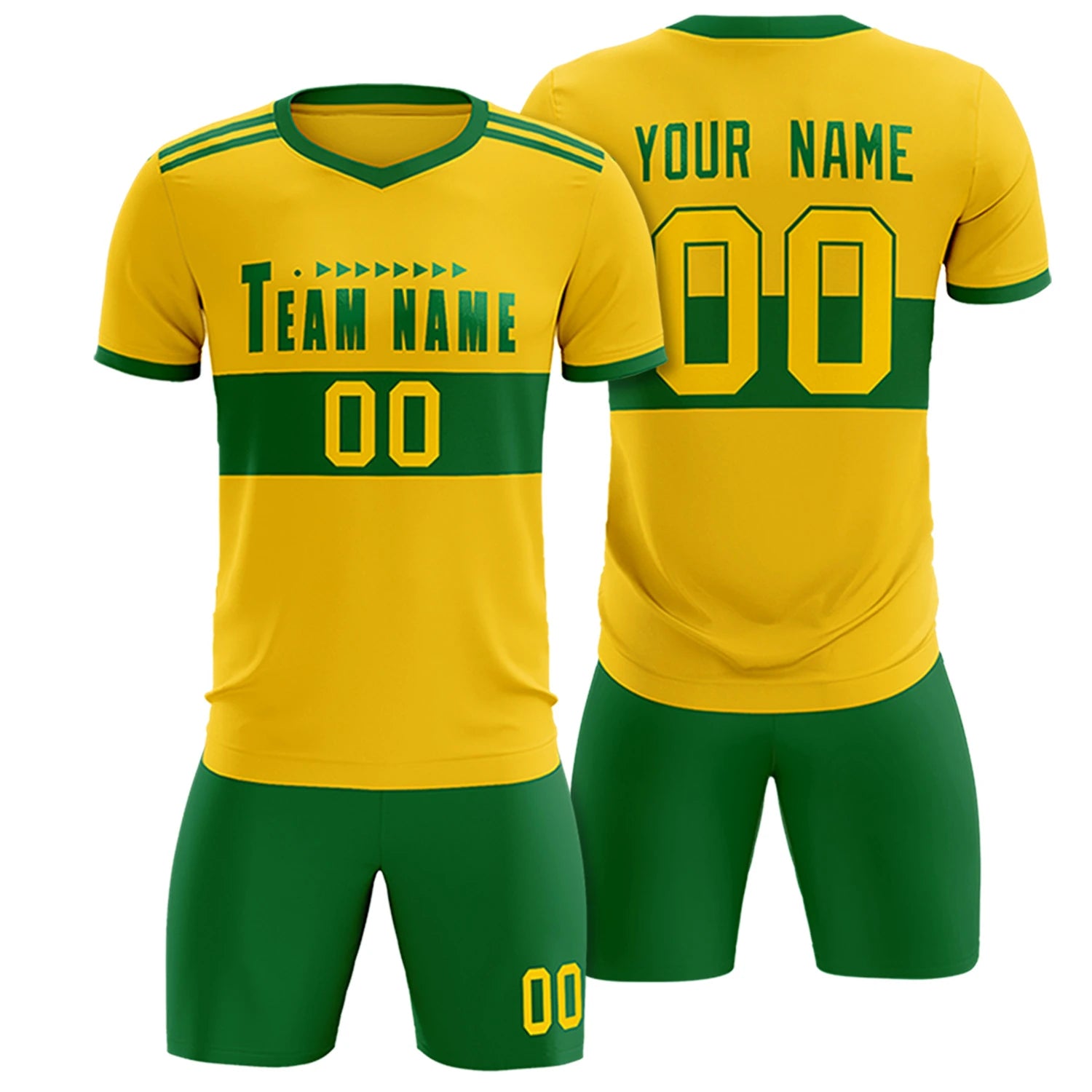 Custom Gold 01-Kelly Green Breathable Soccer Sets Jersey