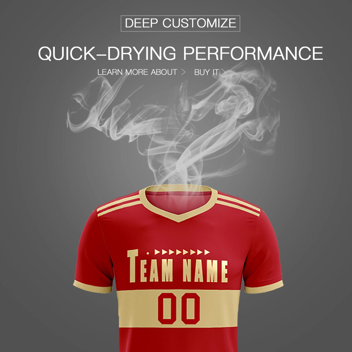 Custom Red Khaki Breathable Soccer Sets Jersey