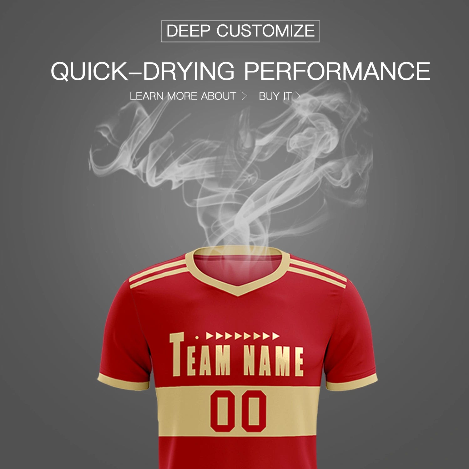 Custom Red Khaki Breathable Soccer Sets Jersey
