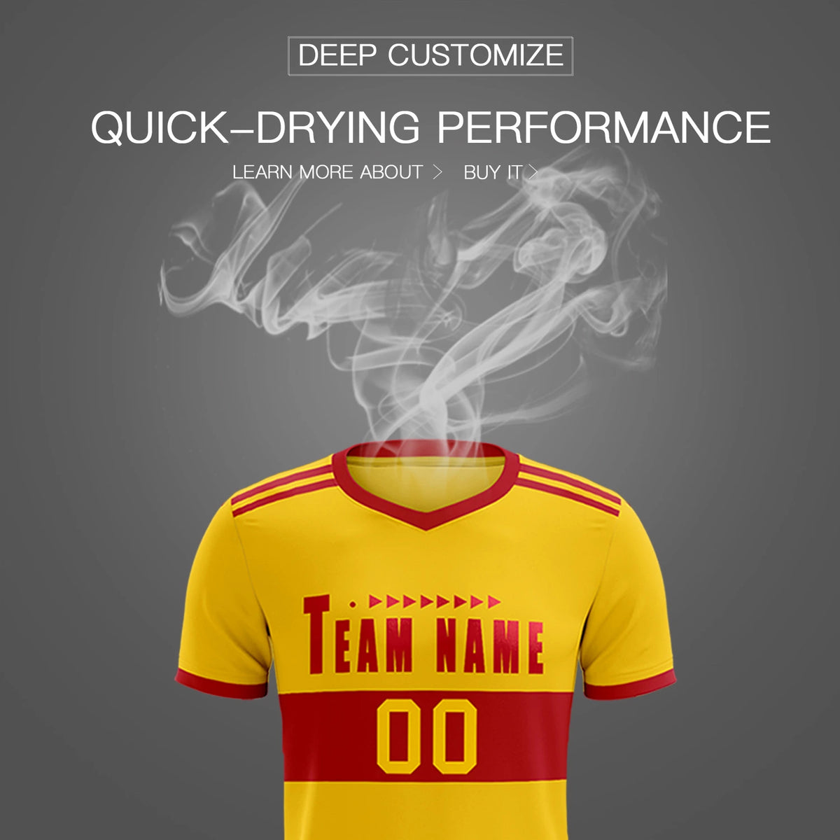 Custom Gold01 Red Breathable Soccer Sets Jersey