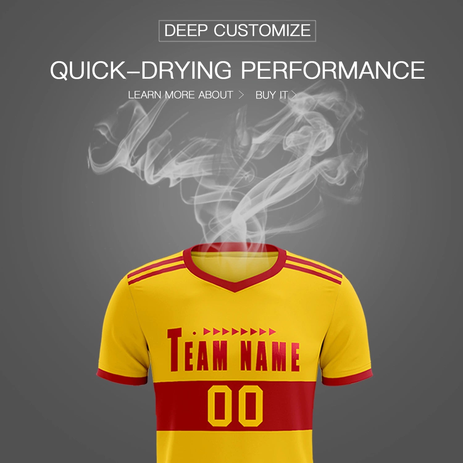 Custom Gold01 Red Breathable Soccer Sets Jersey