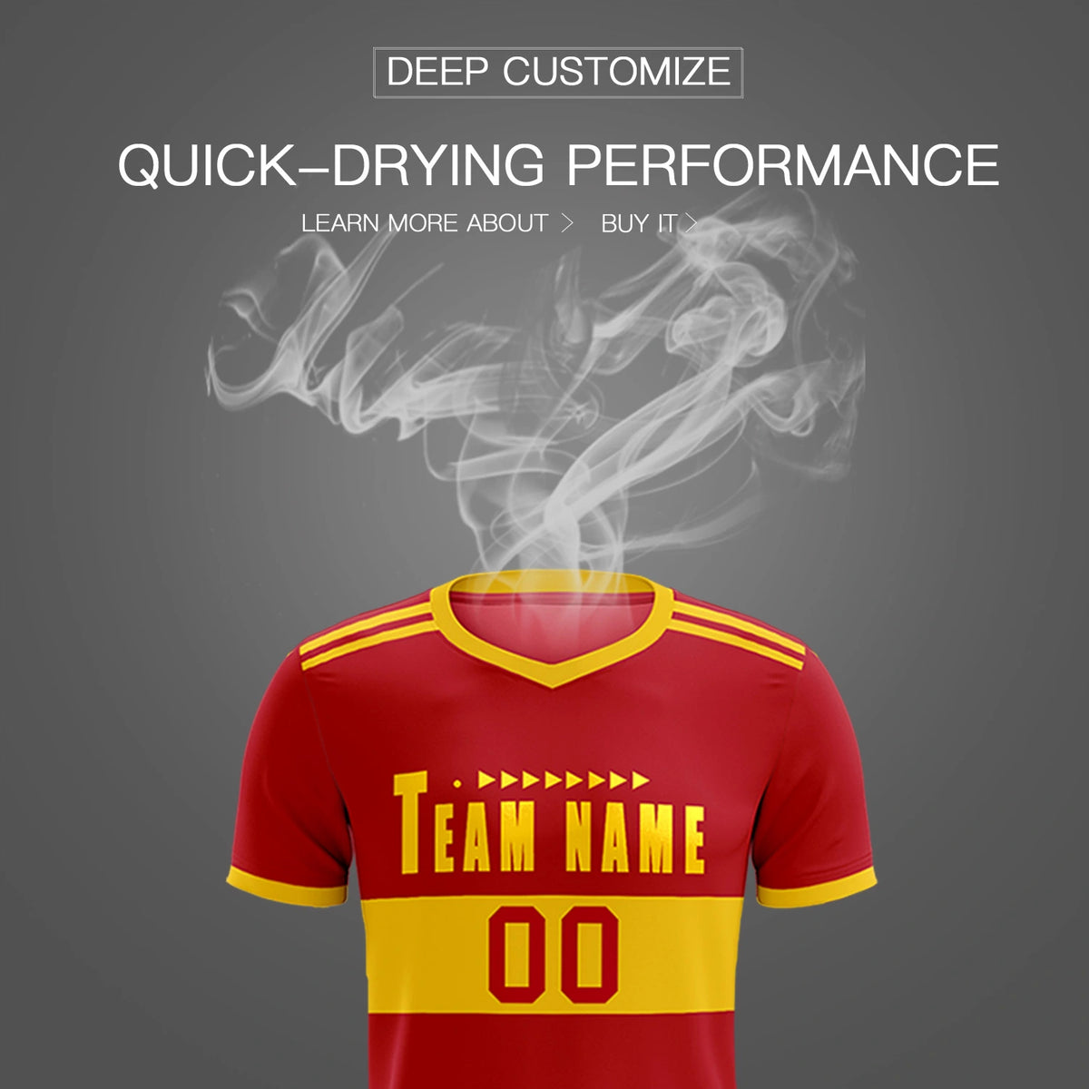 Custom Red Gold01 Breathable Soccer Sets Jersey
