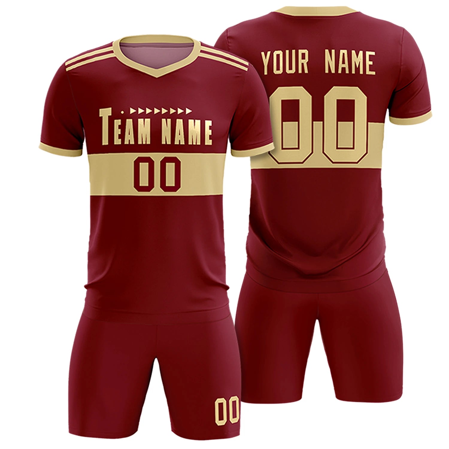 Custom Crimson Khaki Breathable Soccer Sets Jersey