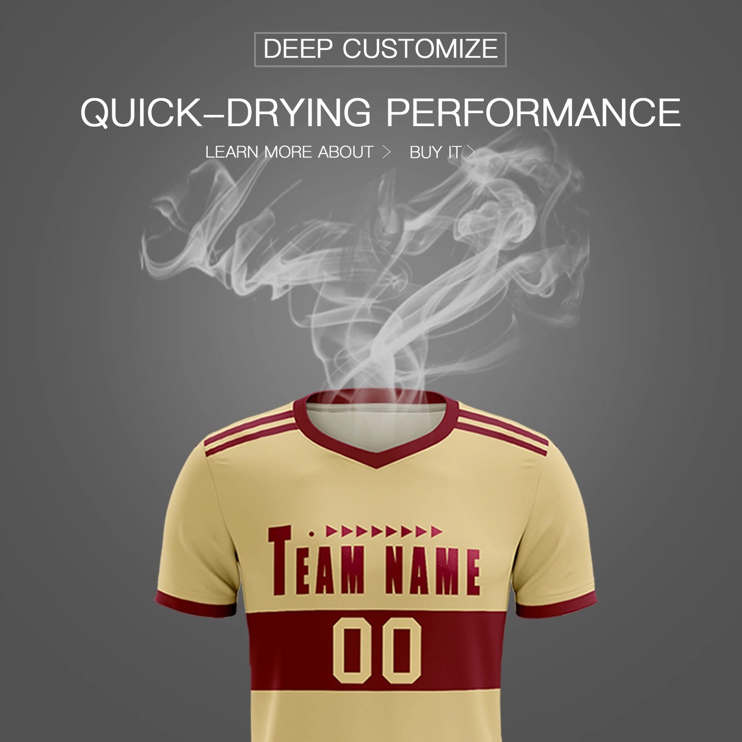 Custom Khaki Crimson Breathable Soccer Sets Jersey