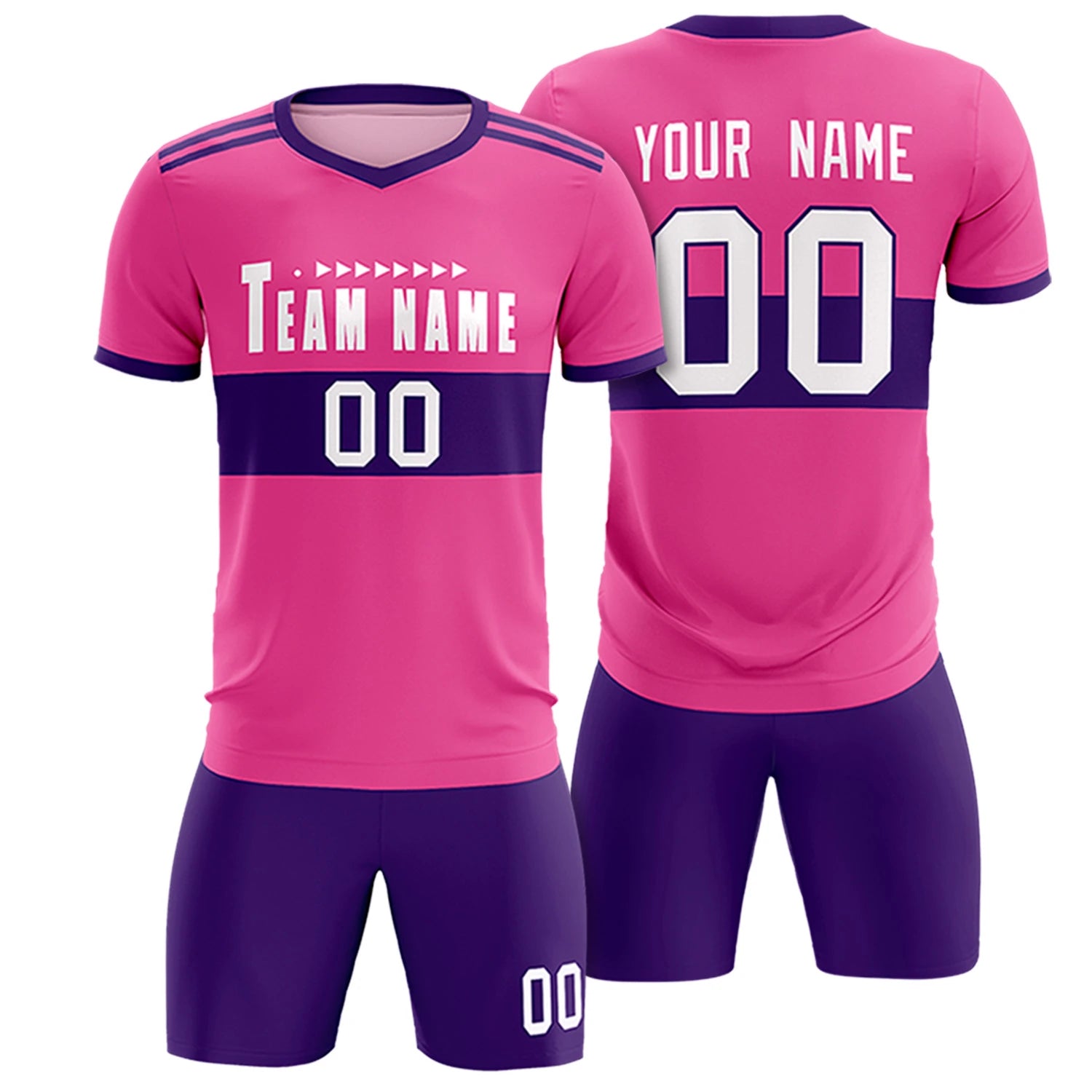 Custom Pink Purple Breathable Soccer Sets Jersey