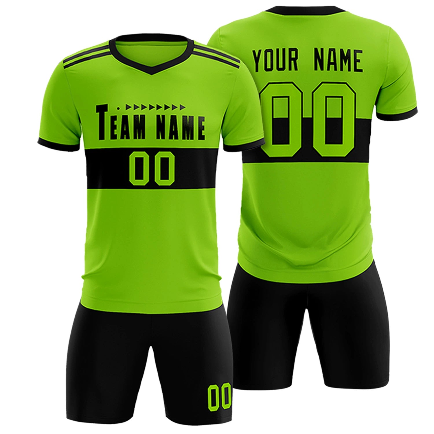 Custom Neon Green-Black Breathable Soccer Sets Jersey