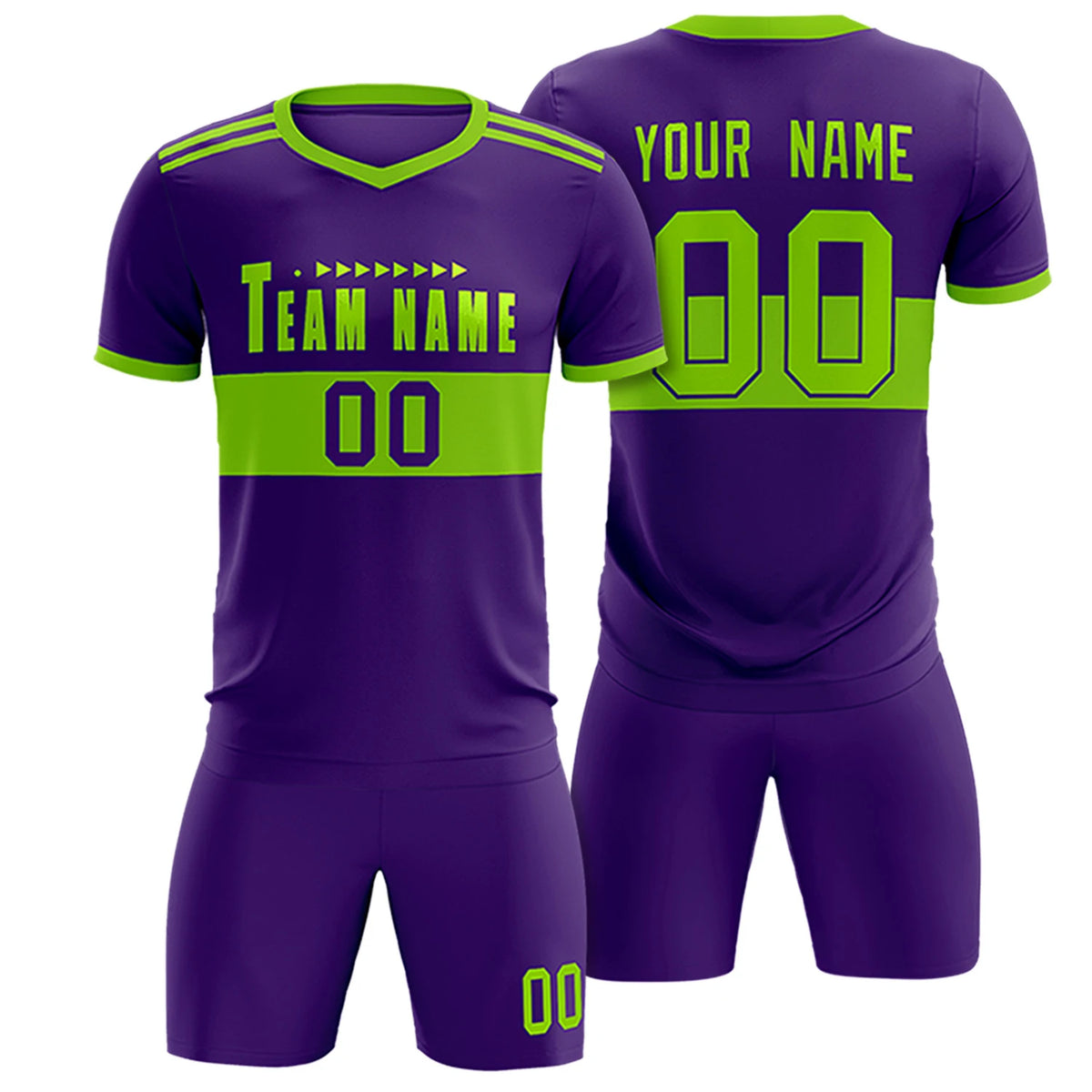 Custom Purple-Neon Green Breathable Soccer Sets Jersey
