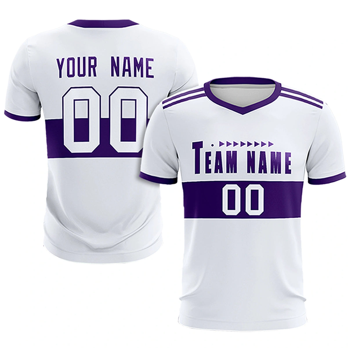 Custom White Purple Breathable Soccer Sets Jersey