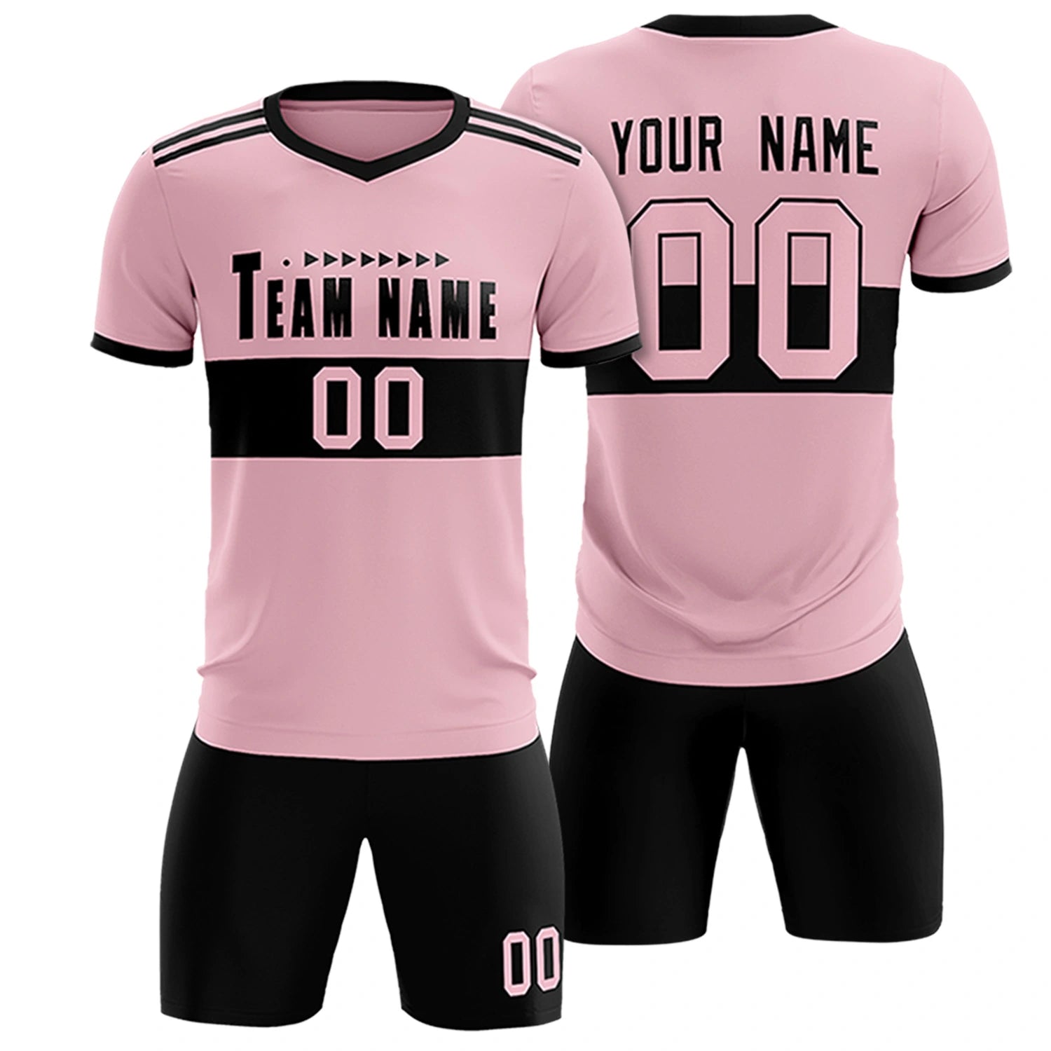 Custom Light Pink-Black Breathable Soccer Sets Jersey