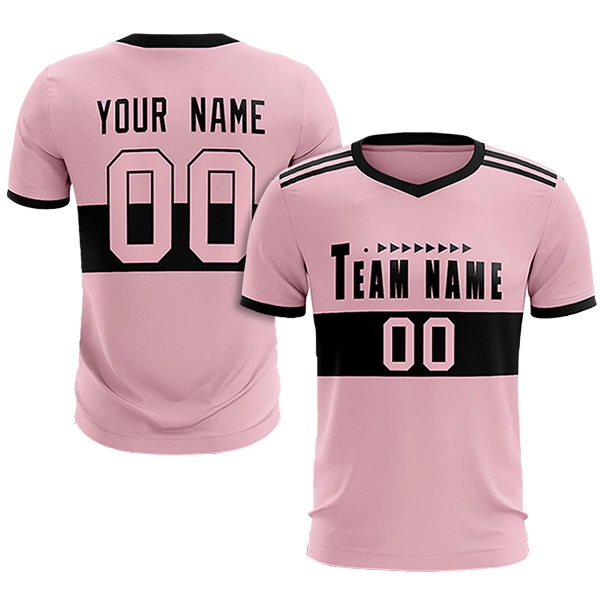 Custom Light Pink-Black Breathable Soccer Sets Jersey