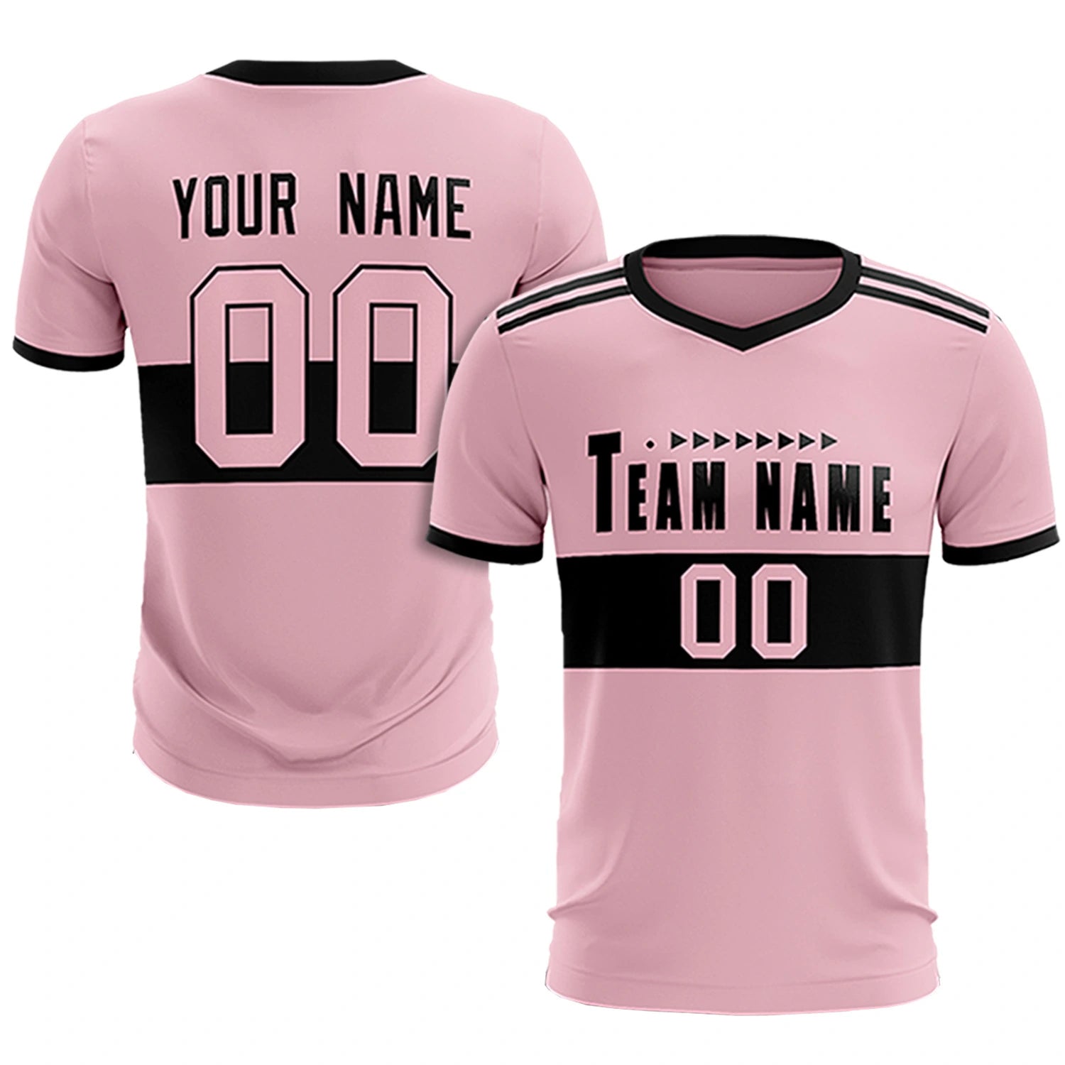 Custom Light Pink-Black Breathable Soccer Sets Jersey