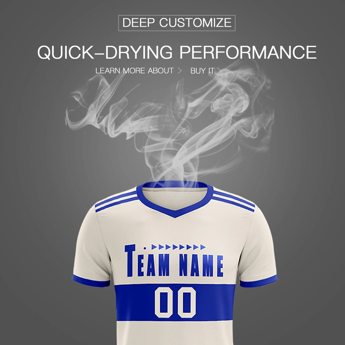 Custom Khaki-Royal Blue Breathable Soccer Sets Jersey