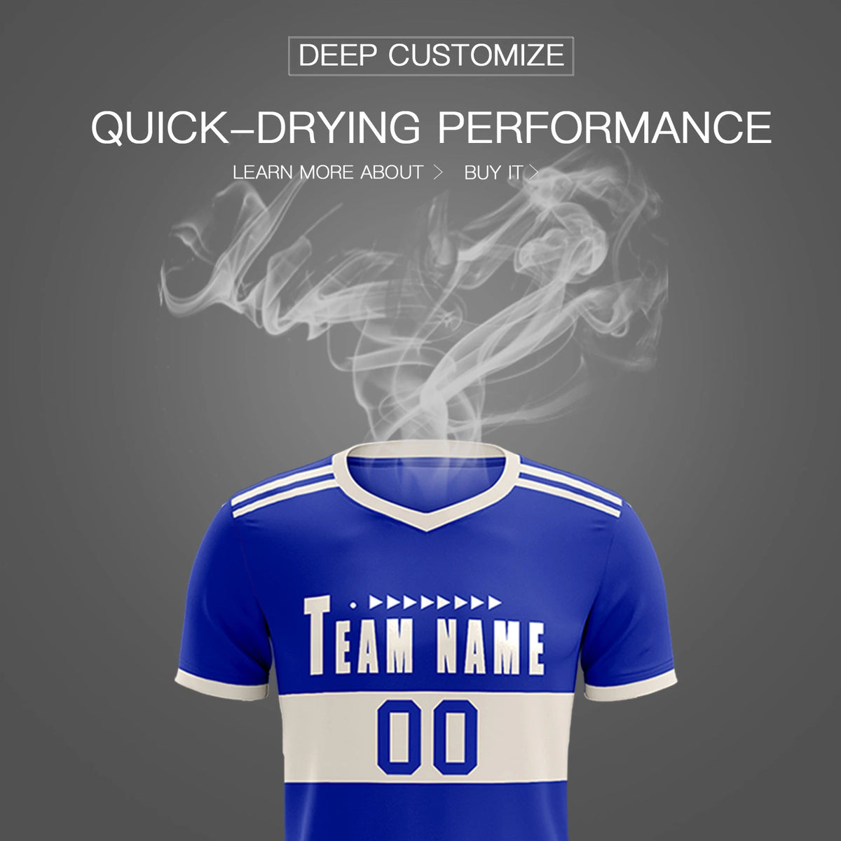 Custom Royal Blue-Khaki Breathable Soccer Sets Jersey