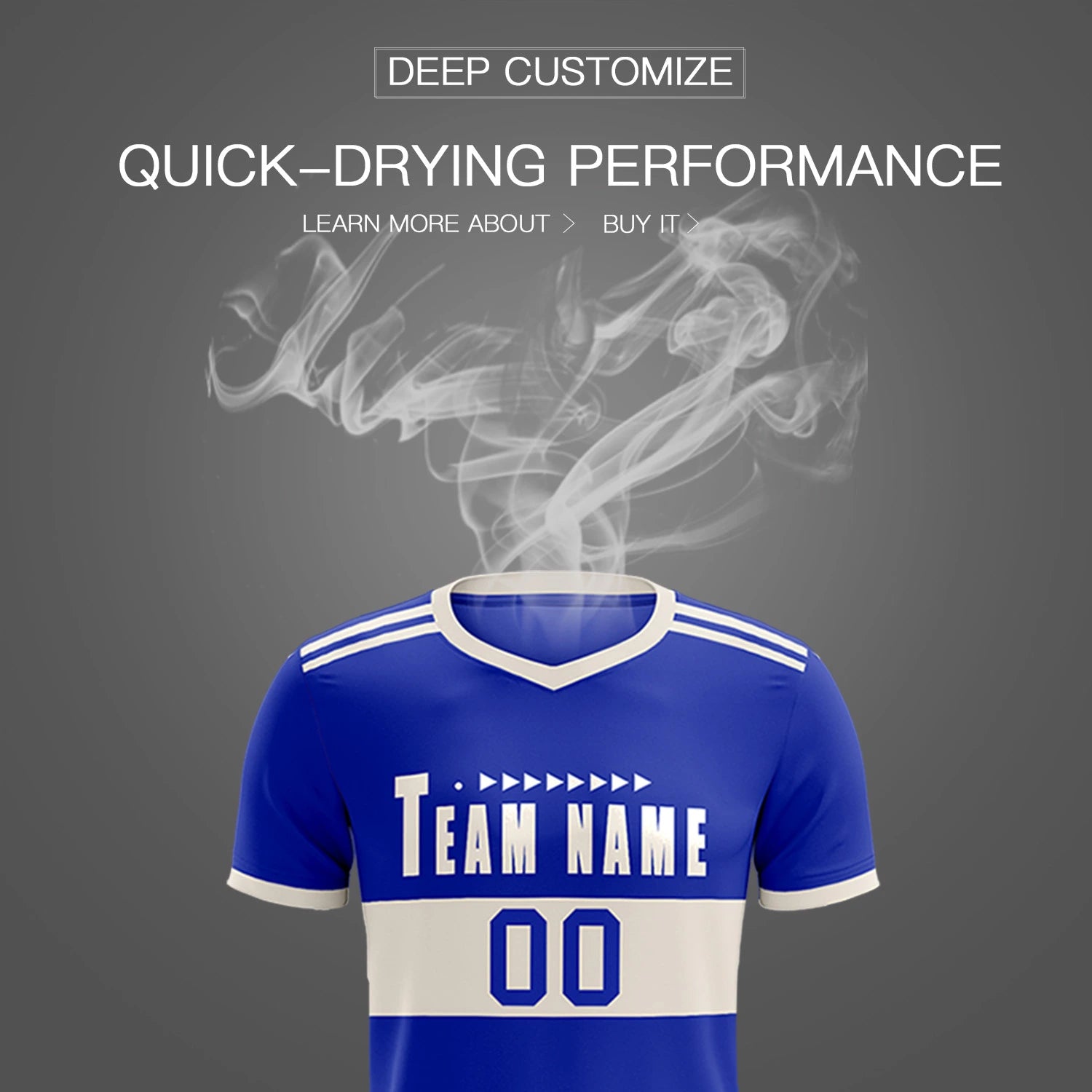 Custom Royal Blue-Khaki Breathable Soccer Sets Jersey