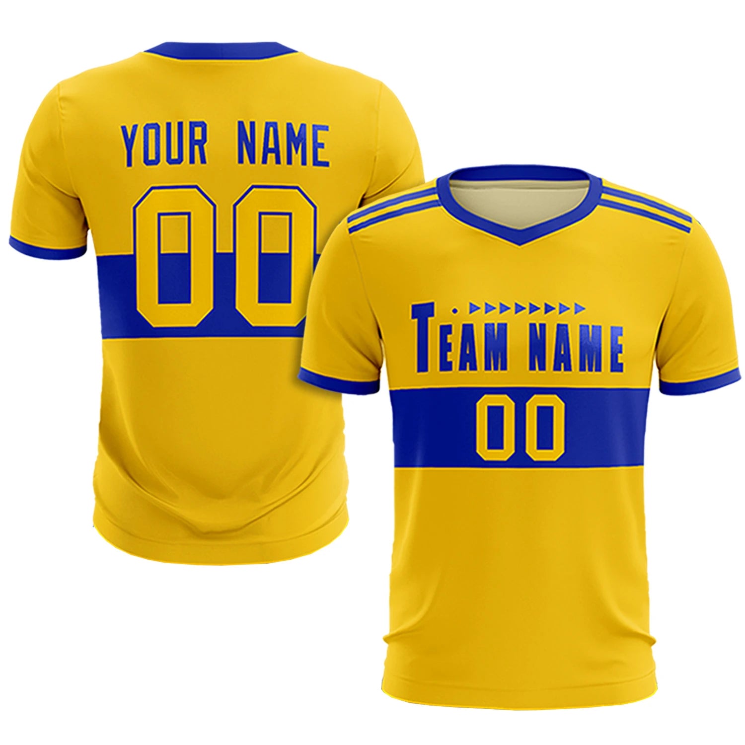 Custom Gold01-Royal Blue Breathable Soccer Sets Jersey