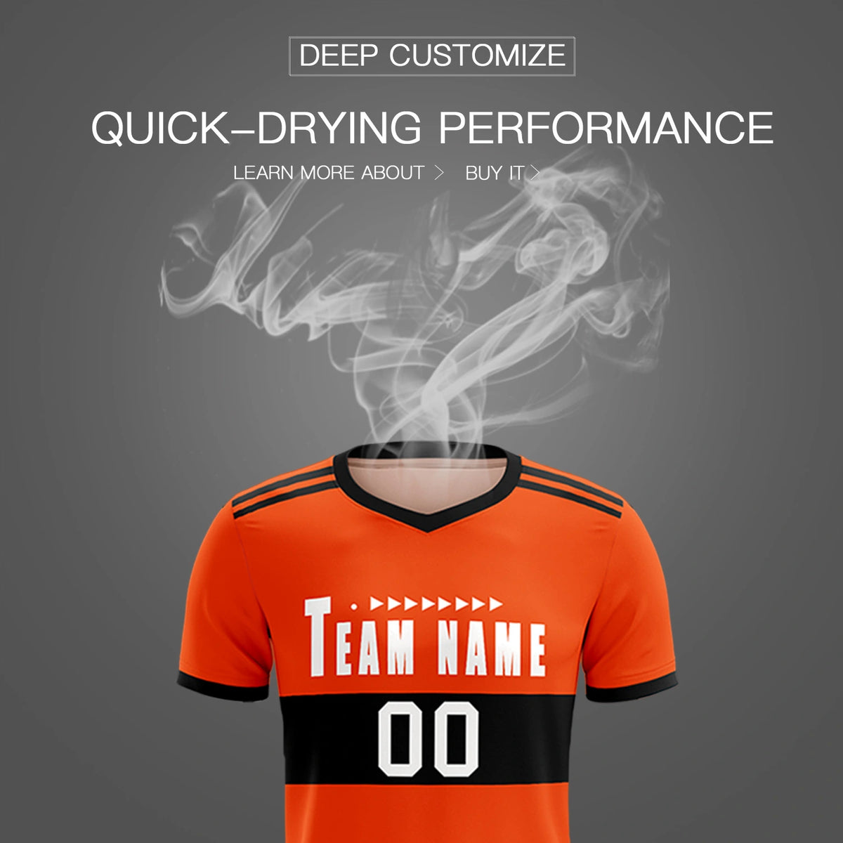 Custom Orange Black Breathable Soccer Sets Jersey