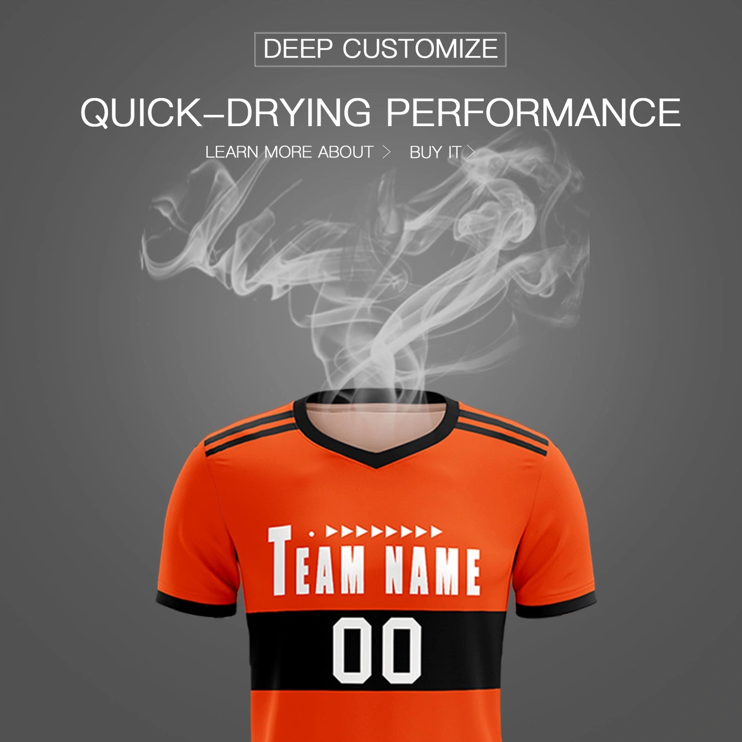 Custom Orange Black Breathable Soccer Sets Jersey
