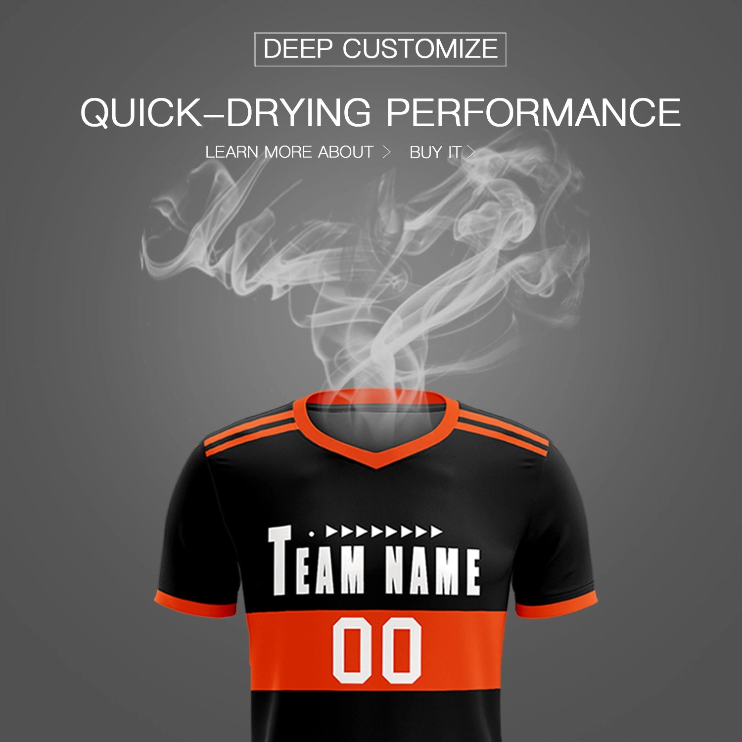 Custom Black Orange Breathable Soccer Sets Jersey