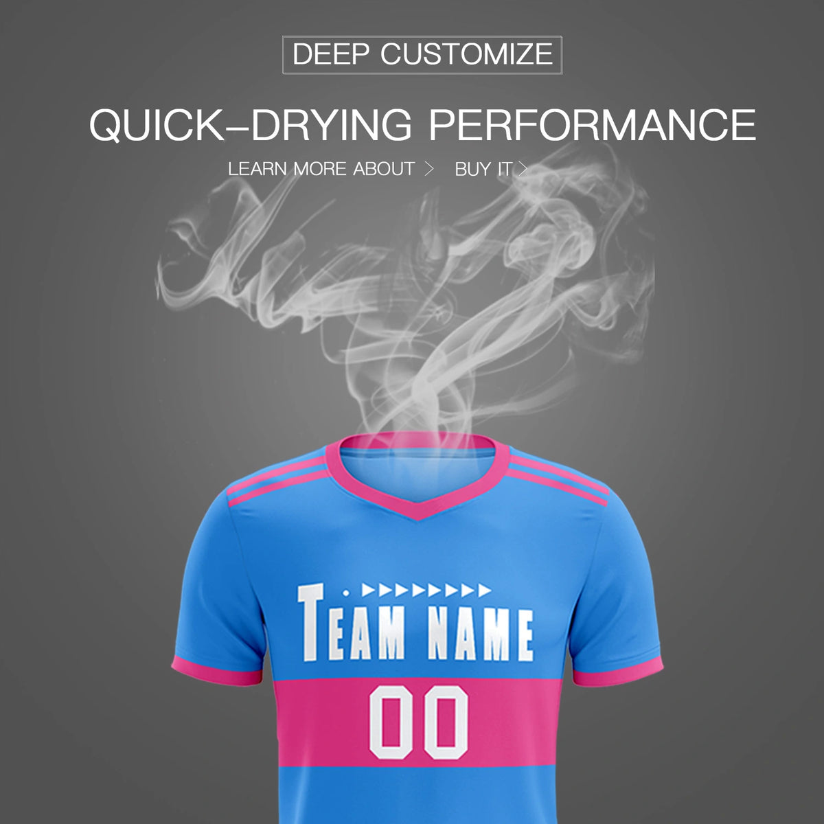 Custom Powder Blue-Pink Breathable Soccer Sets Jersey