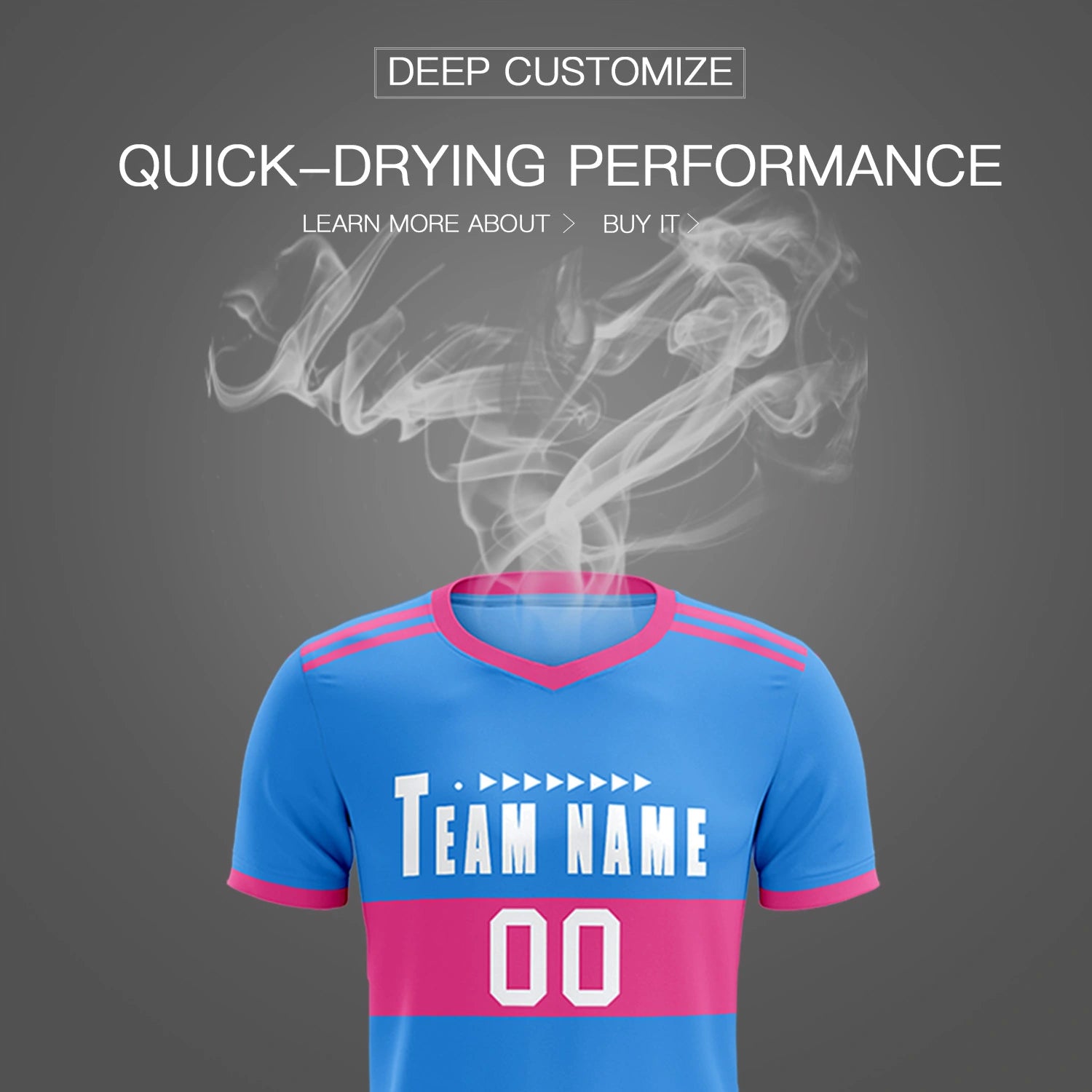 Custom Powder Blue-Pink Breathable Soccer Sets Jersey