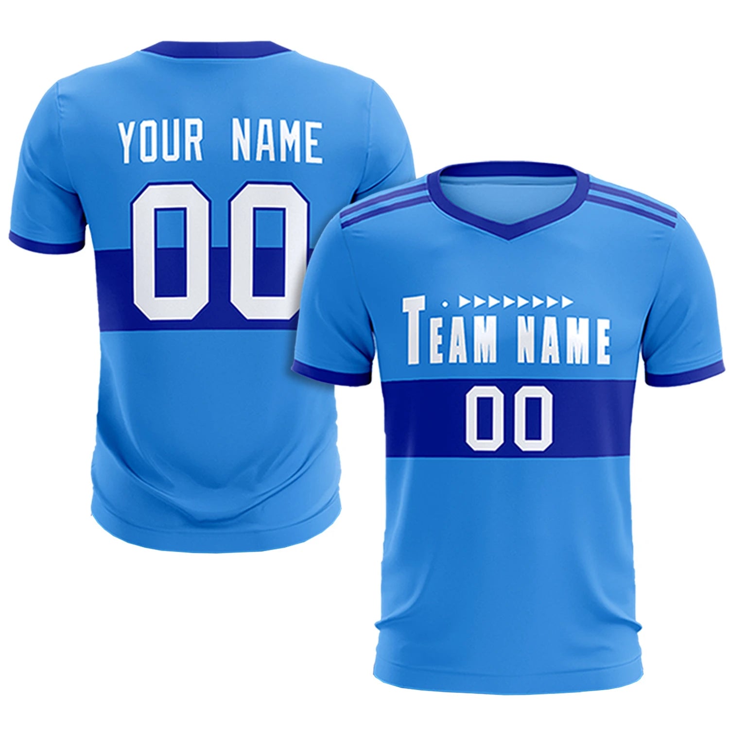 Custom Powder Blue-Royal Blue Breathable Soccer Sets Jersey