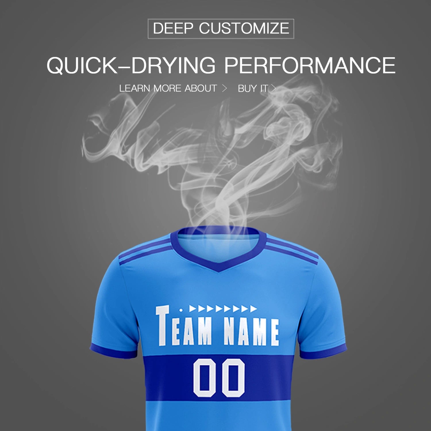 Custom Powder Blue-Royal Blue Breathable Soccer Sets Jersey
