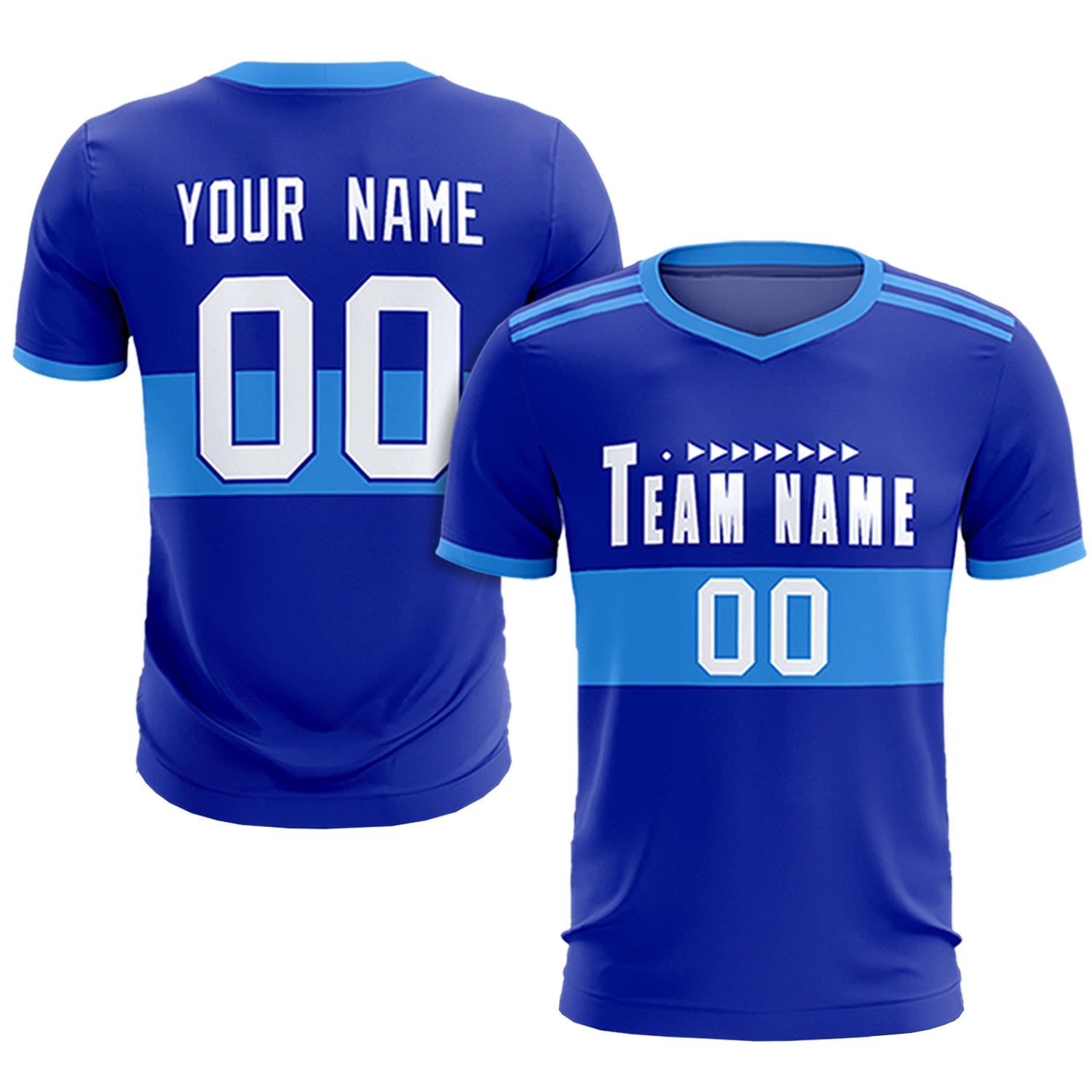 Custom Royal Blue-Powder Blue Breathable Soccer Sets Jersey