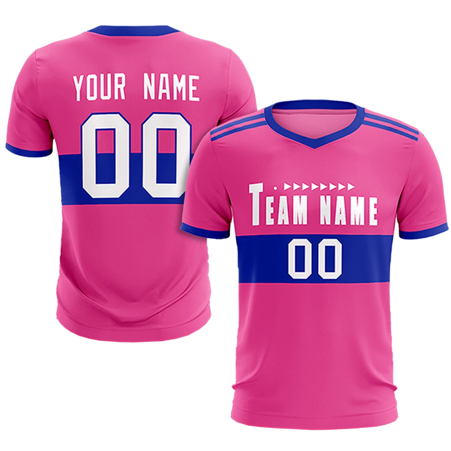 Custom Pink-Royal Blue Breathable Soccer Sets Jersey