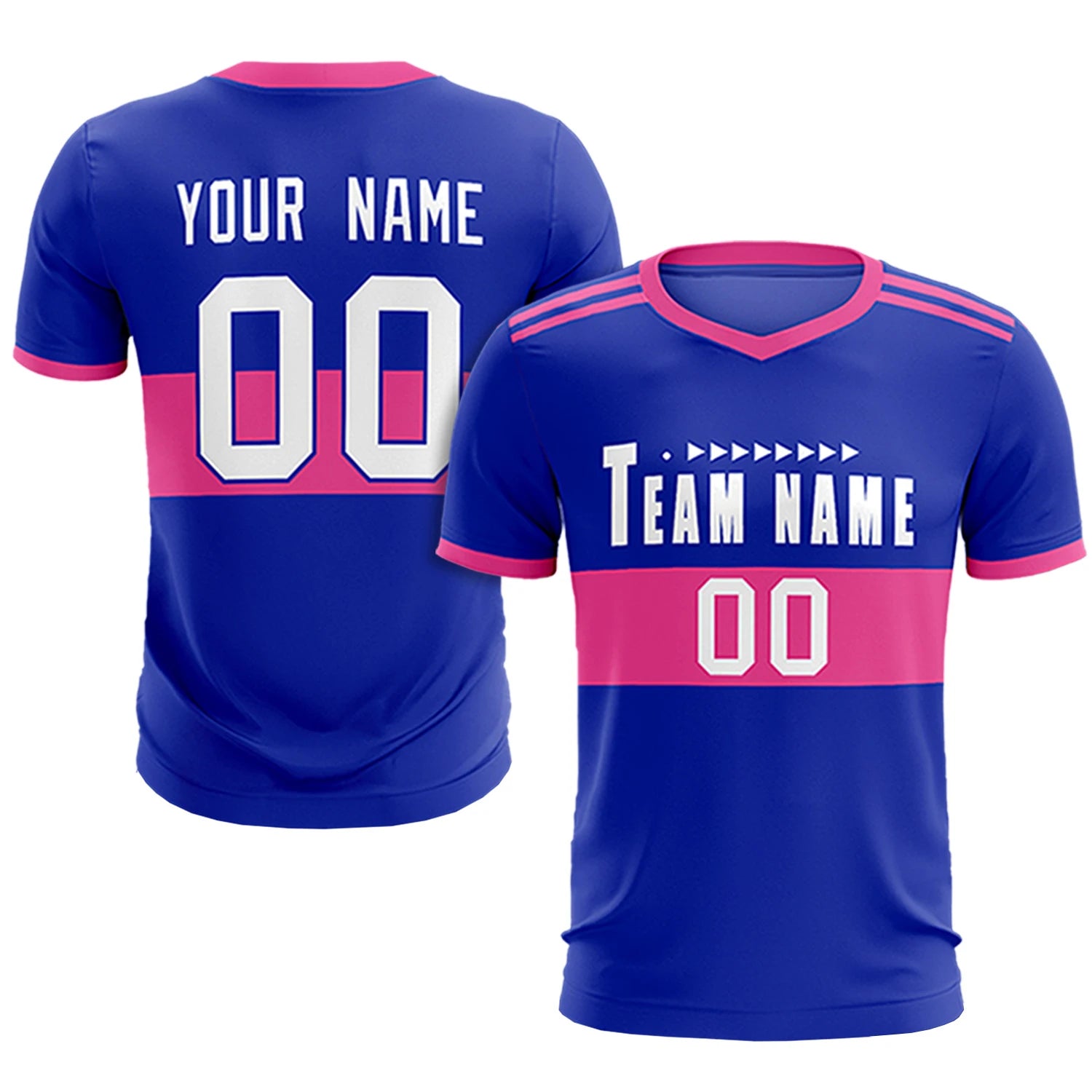 Custom Royal Blue-Pink Breathable Soccer Sets Jersey