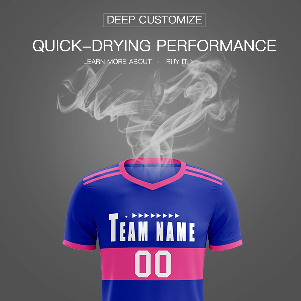 Custom Royal Blue-Pink Breathable Soccer Sets Jersey