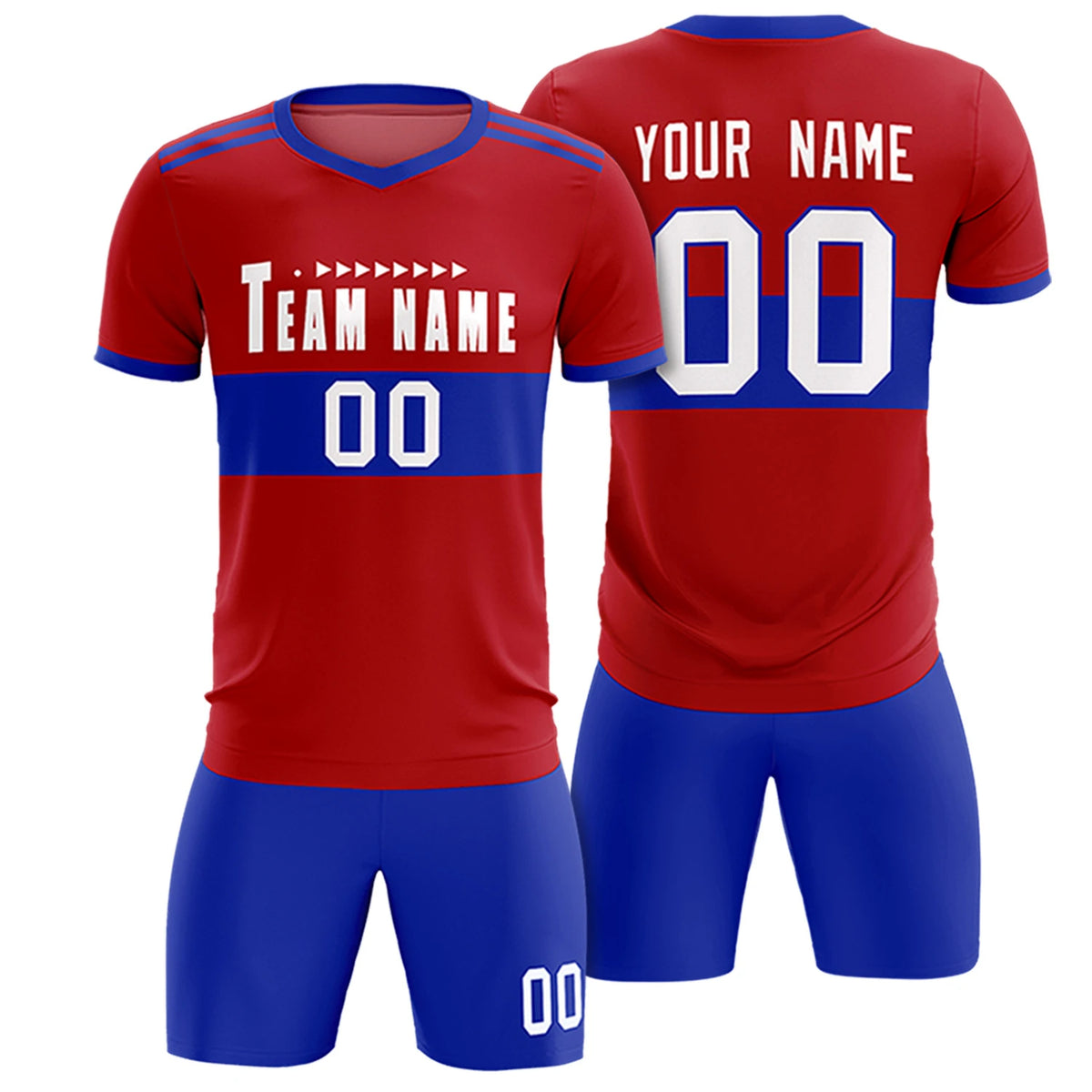 Custom Red-Royal Blue Breathable Soccer Sets Jersey