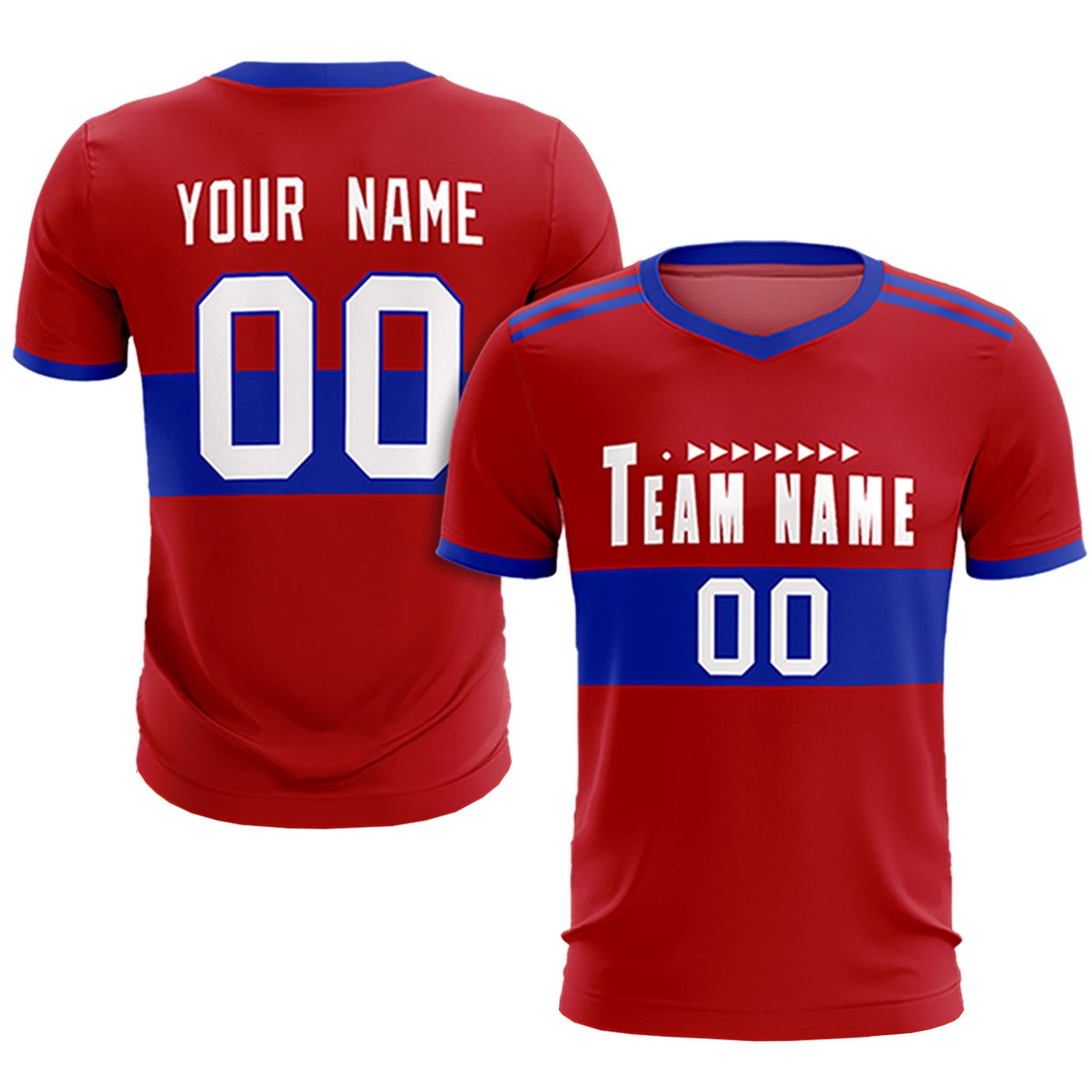 Custom Red-Royal Blue Breathable Soccer Sets Jersey