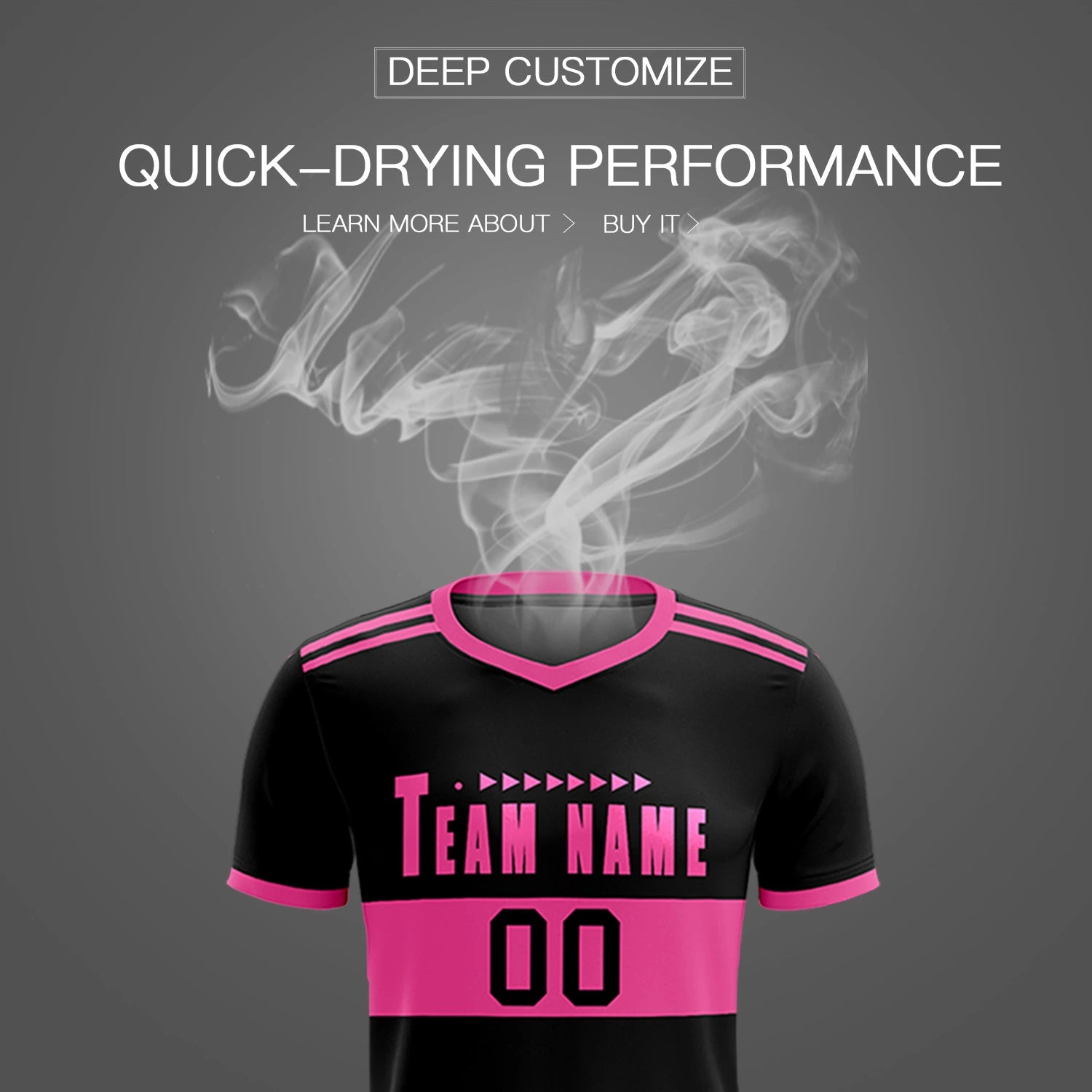 Custom Black Pink Breathable Soccer Sets Jersey