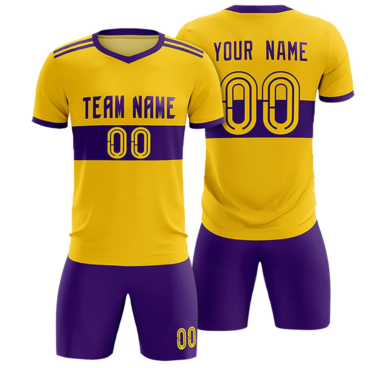 Custom Gold 01-Purple Breathable Soccer Sets Jersey