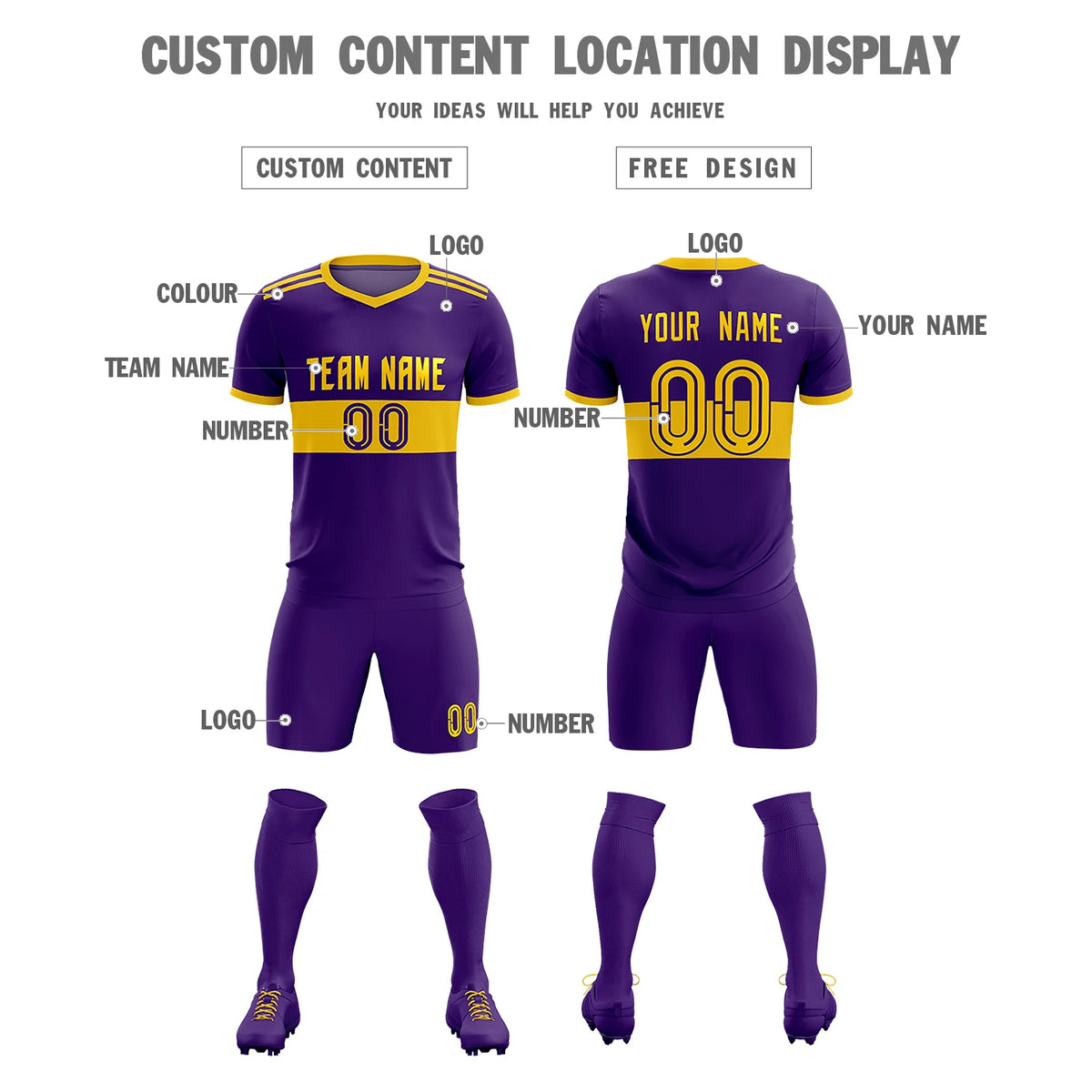 Custom Purple-Gold 01 Breathable Soccer Sets Jersey