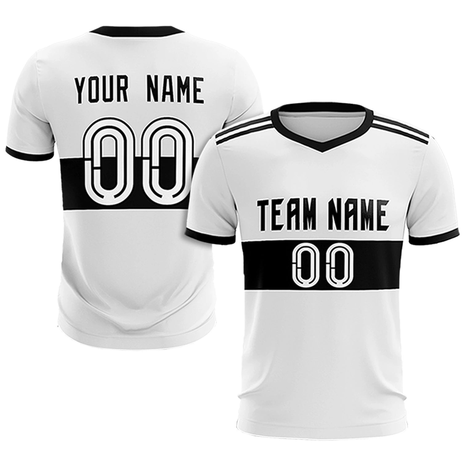 Custom White Black Breathable Soccer Sets Jersey
