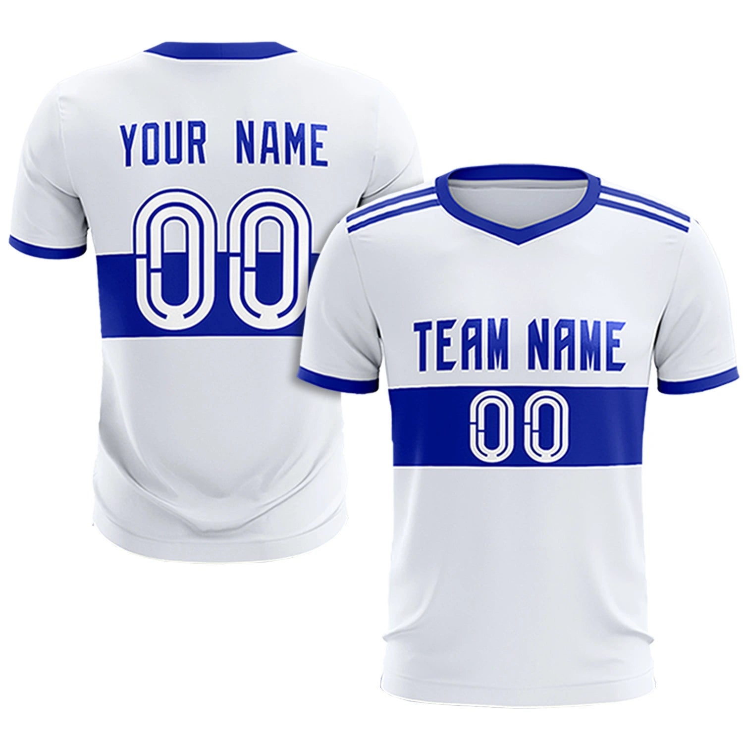 Custom White-Royal Blue Breathable Soccer Sets Jersey