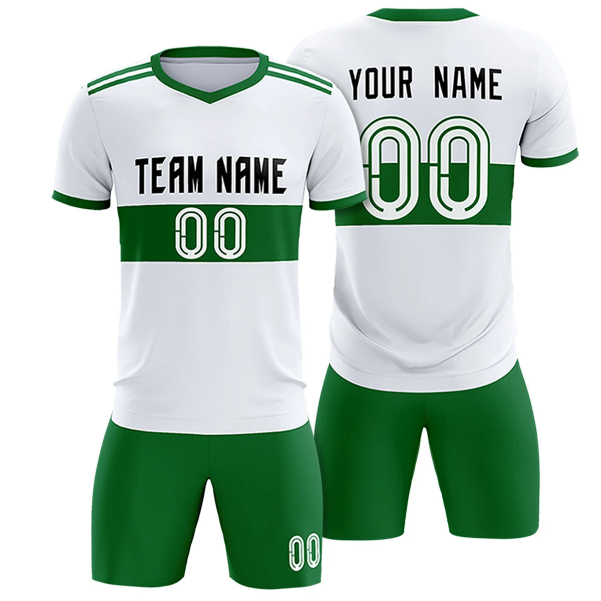 Custom White-Kelly Green Breathable Soccer Sets Jersey