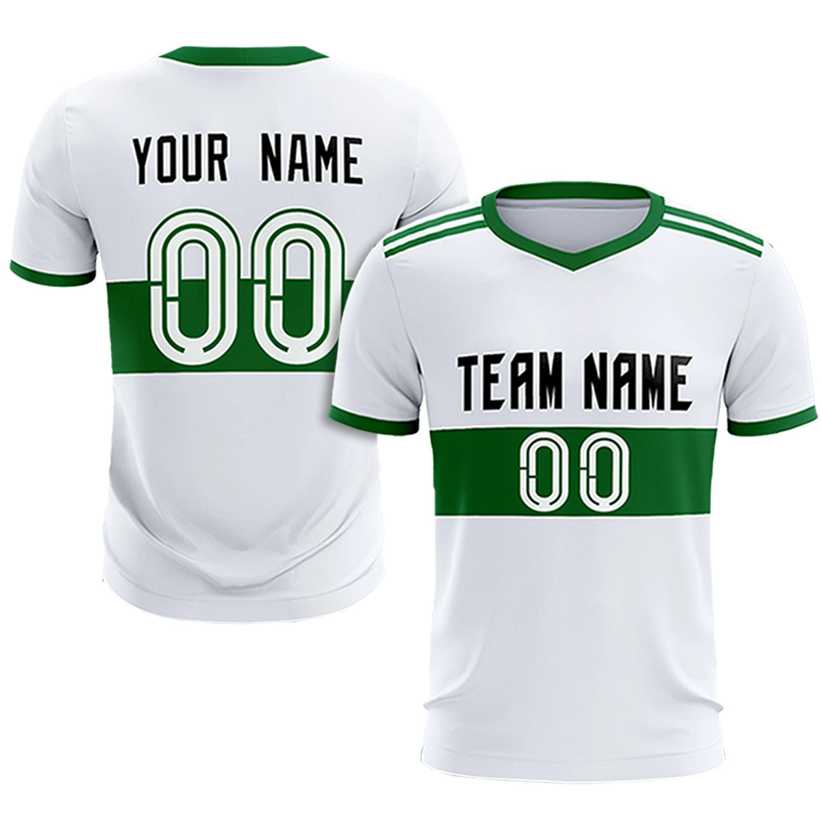 Custom White-Kelly Green Breathable Soccer Sets Jersey