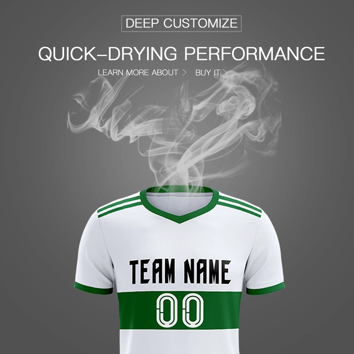 Custom White-Kelly Green Breathable Soccer Sets Jersey