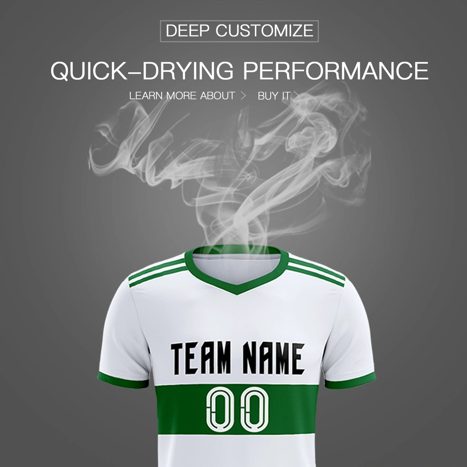 Custom White-Kelly Green Breathable Soccer Sets Jersey